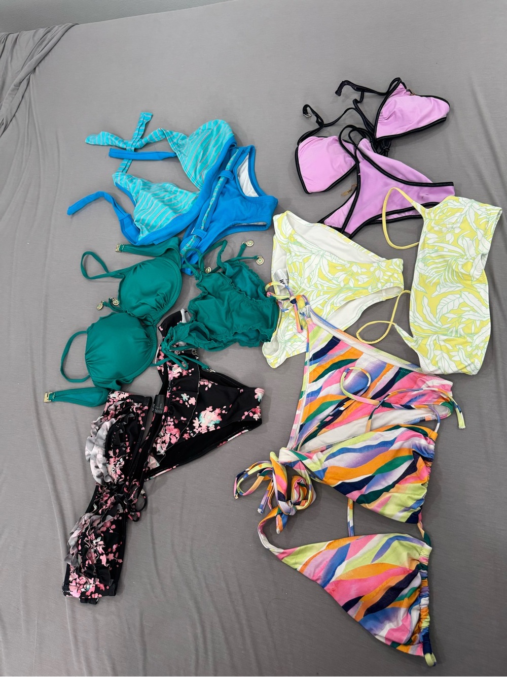 H&M Multi-Color Women's Bikini Mix - Pink, Teal, Green, Yellow, Black, Multi